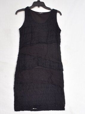 Anne French Women's Black Midi Lace Dress Size Small Sleeveless